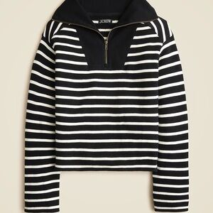 J. Crew Black & White Preppy Heritage Striped Half-Zip Sweater